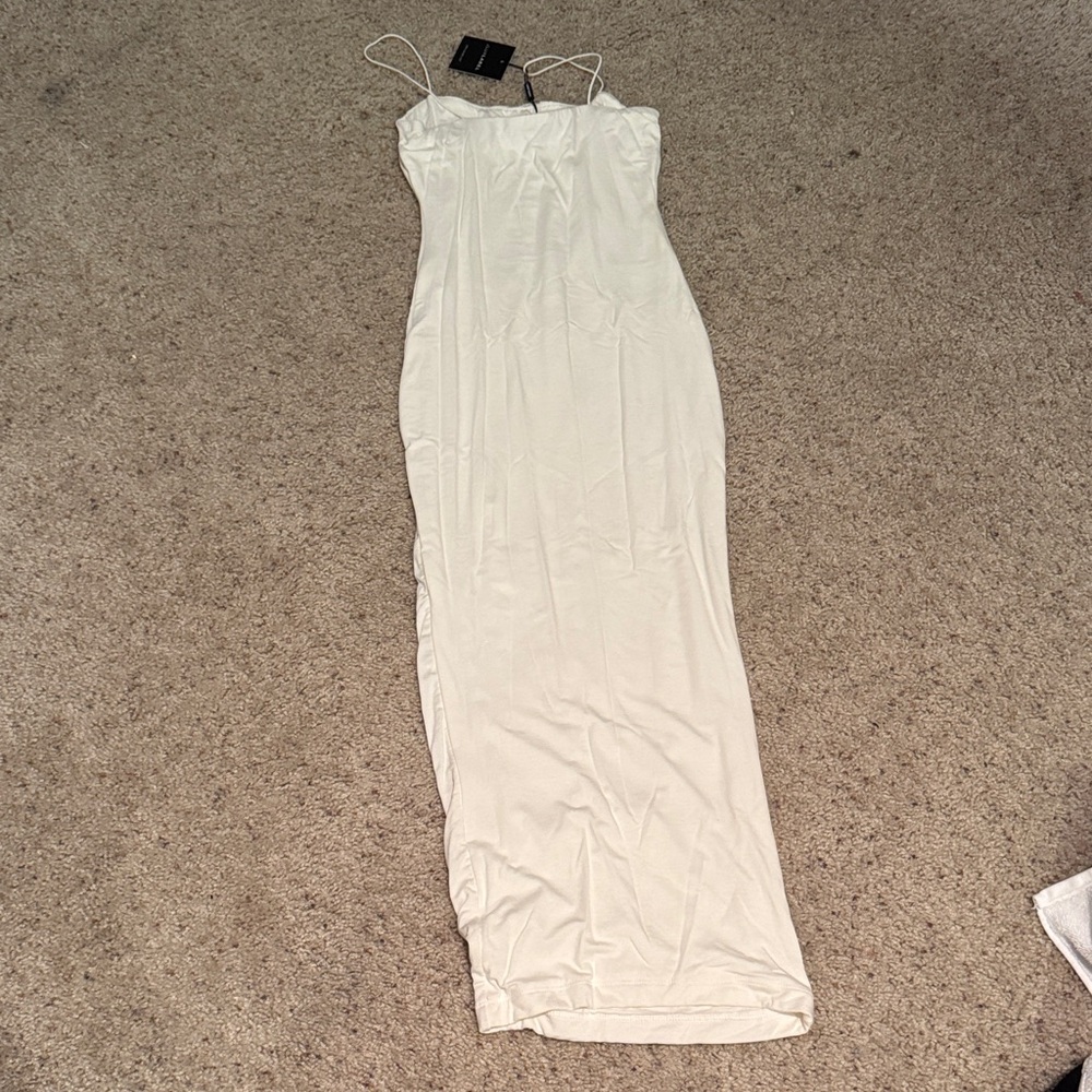 JLUXLABEL Strapless Cream Maxi Dress